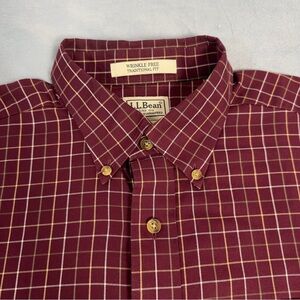 L.L. Bean Men's Maroon Check Button-Down Shirt